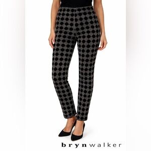 Bryn Walker Italian Knit Pull-On Stretch Pants Velvet Dot M 28” Ins minimalist